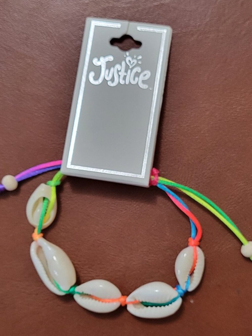 Girls Cream Sea Shells on Colorful Neon String Wrist Wraps